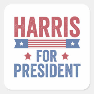 Harris For President Election Democrats American Square Sticker