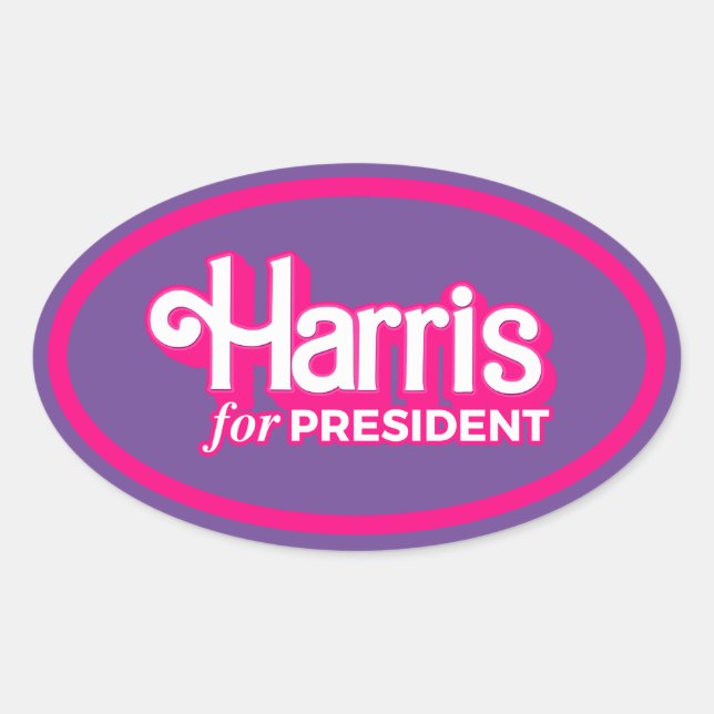 Harris for President Pink Style Oval Sticker (Front)