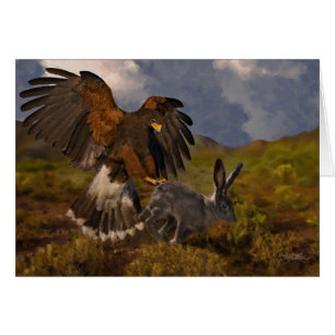 Harris Hawk and Jackrabbit - acrylic