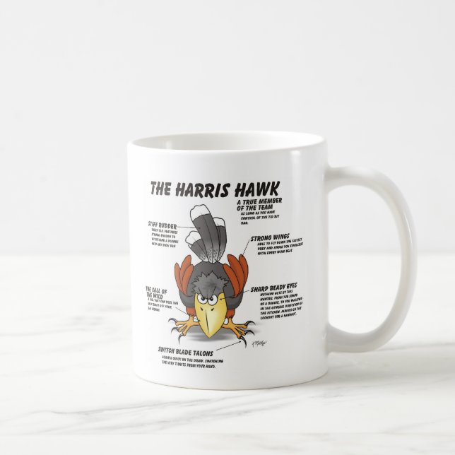 Harris Hawk Cartoon Coffee Mug (Right)