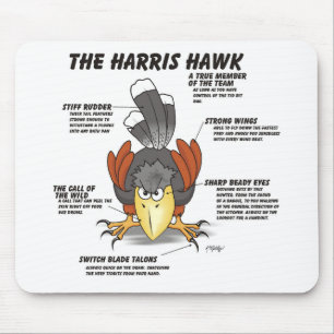 Harris Hawk Cartoon Mouse Pad