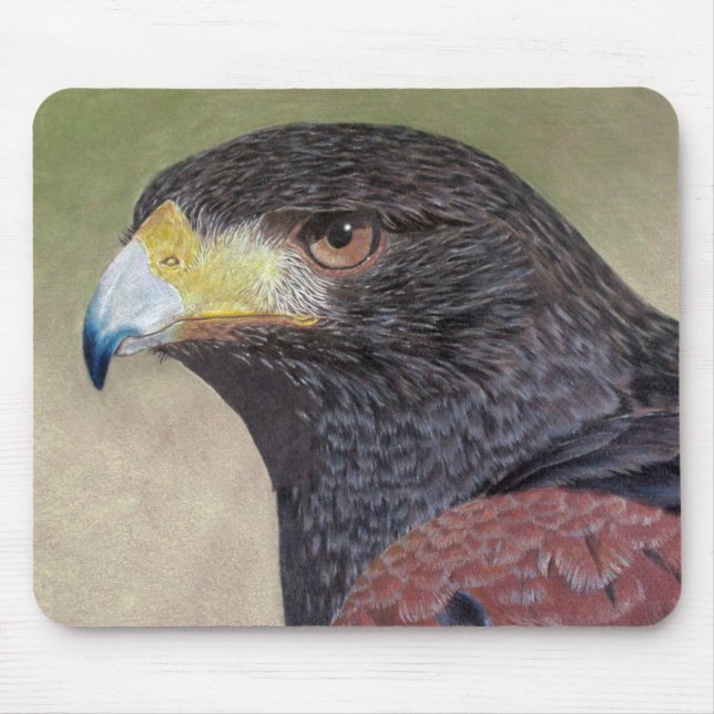 Harris Hawk coloured pencils Mouse Pad (Front)