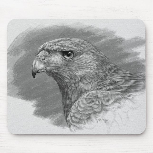 Harris Hawk Drawing Mouse Pad (Front)
