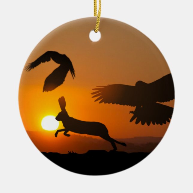 Harris Hawks Hunting Ornament (Front)