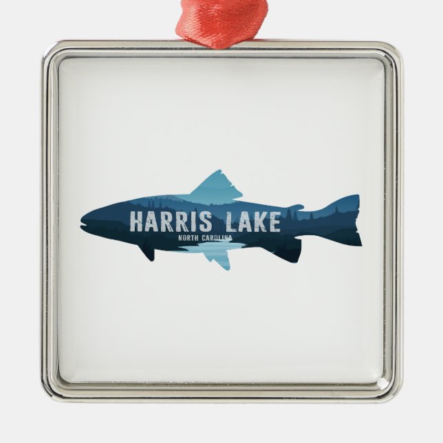 Harris Lake North Carolina Fish Metal Ornament (Front)
