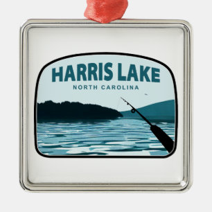 Harris Lake North Carolina Fishing Rod Metal Ornament