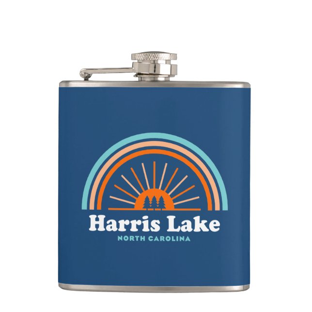 Harris Lake North Carolina Rainbow Hip Flask (Front)