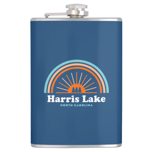 Harris Lake North Carolina Rainbow Hip Flask (Front)