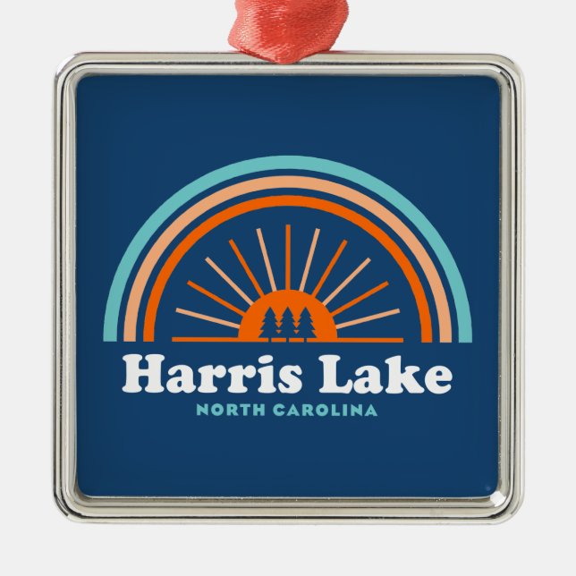 Harris Lake North Carolina Rainbow Metal Ornament (Front)