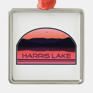 Harris Lake North Carolina Red Sunrise Metal Ornament