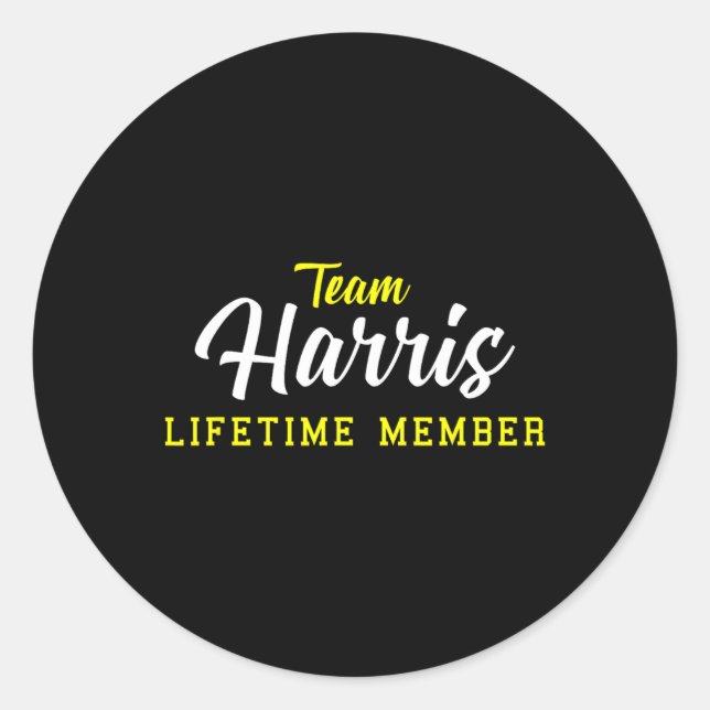 Harris Lifetime Member Surname Birthday Wedding Na Classic Round Sticker (Front)
