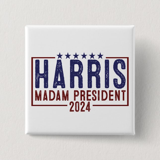 Harris Madam President 2024 15 Cm Square Badge (Front)