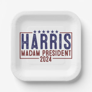 Harris Madam President 2024 Paper Plate