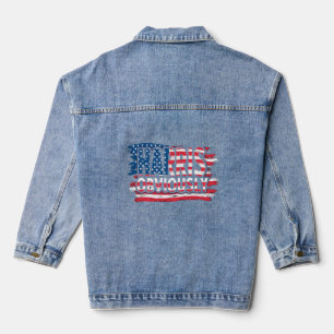 Harris Obviously American Flag font design men's Denim Jacket