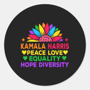 Harris Peace Love Equality Hope Diversity Classic Round Sticker