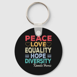 Harris Peace Love Equality Hope Diversity Retro Key Ring