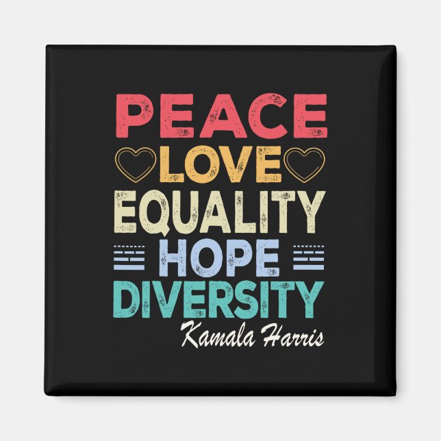 Harris Peace Love Equality Hope Diversity Retro  Magnet (Front)