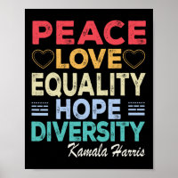 Harris Peace Love Equality Hope Diversity Retro