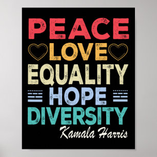 Harris Peace Love Equality Hope Diversity Retro Poster
