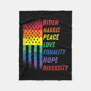 Harris Rainbow American Flag Novelty Tee Inaugurat Fleece Blanket