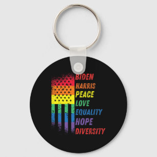 Harris Rainbow American Flag Novelty Tee Inaugurat Key Ring