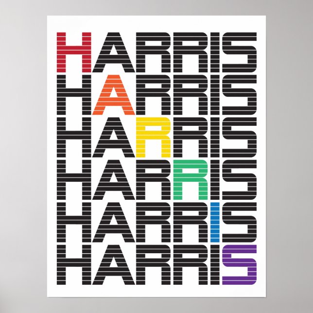 HARRIS rainbow text stacks Poster (Front)