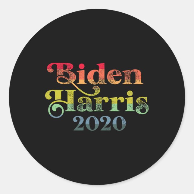 Harris Retro Rainbow Pride Biden Harris 2020  Classic Round Sticker (Front)