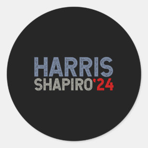 Harris-shapiro-2024 President Election Men Women K Classic Round Sticker