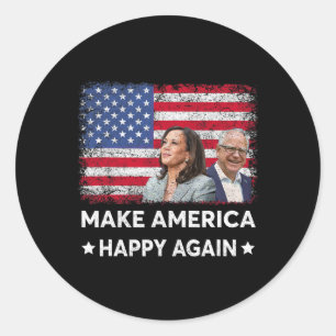 Harris Tim Waltz WAlzheimer 2024 Make America Happ Classic Round Sticker