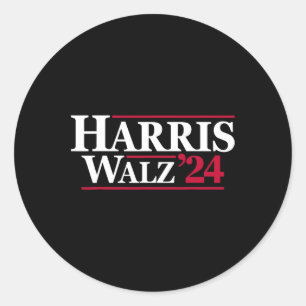 Harris Tim Walz 2024 24 For President Brat Usa Tee Classic Round Sticker