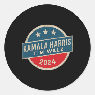 Harris Tim Walz 2024 For President Election Campai Classic Round Sticker