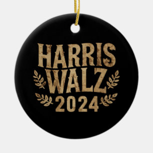 Harris Tim Walz Crest Vintage Harris Waltz 2024  Ceramic Ornament