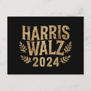Harris Tim Walz Crest Vintage Harris Waltz 2024  Postcard