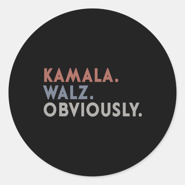 Harris Tim Walz Obviously Vote Harris Waltz 2024  Classic Round Sticker (Front)