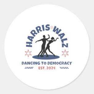 Harris Tim Walz Waltz 2024 Dancing To Democracy Classic Round Sticker