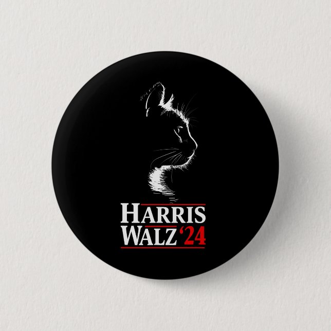 Harris Tim Walz Waltz 2024 Vp Funny Cat Harris Wal 6 Cm Round Badge (Front)
