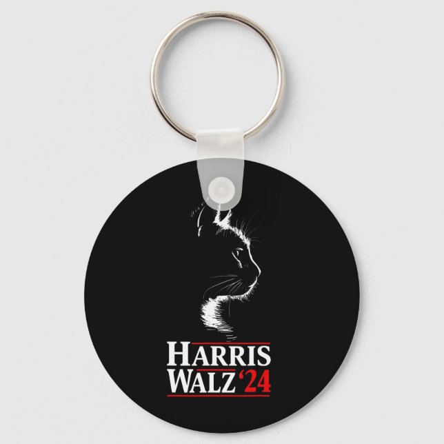Harris Tim Walz Waltz 2024 Vp Funny Cat Harris Wal Key Ring (Front)