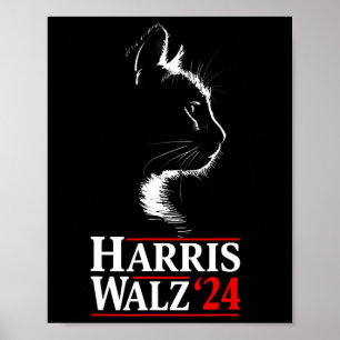 Harris Tim Walz Waltz 2024 Vp Funny Cat Harris Wal Poster