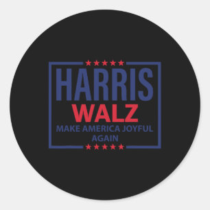 Harris Tim Walz Waltz Make America Joyful Again 20 Classic Round Sticker