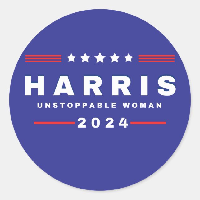 Harris Unstoppable Women | Election 2024 Classic Round Sticker (Front)