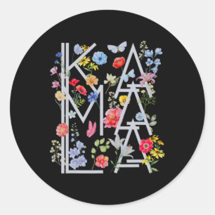 Harris Vintage Floral Feminine First Female Presid Classic Round Sticker