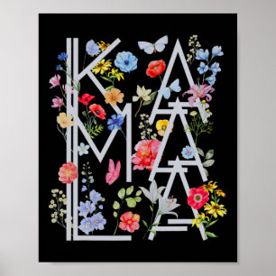 Harris Vintage Floral Feminine First Female Presid Poster