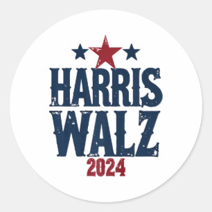 Harris W 2024 Election Kamala Harris Tim Waltz 202 Classic Round Sticker