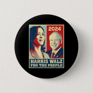 Harris W 2024 For The People Democrats Vote Kamala 6 Cm Round Badge