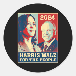 Harris W 2024 For The People Democrats Vote Kamala Classic Round Sticker
