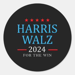 Harris W 2024 For The Win Kamala Campaign Classic Round Sticker