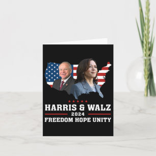 Harris W 2024 Freedom Hope Unity Political Kamala  Card