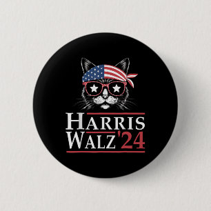 Harris W 2024 Funny Cat Election Kamala Harris Tim 6 Cm Round Badge