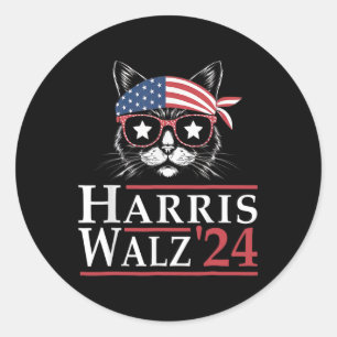 Harris W 2024 Funny Cat Election Kamala Harris Tim Classic Round Sticker