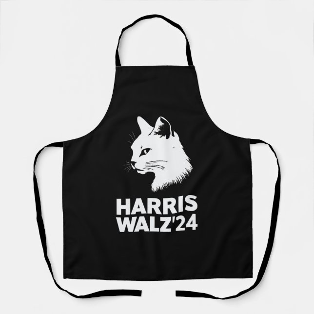 Harris Waltz 2024 Election Funny Cat Kamala Tim  Apron (Front)